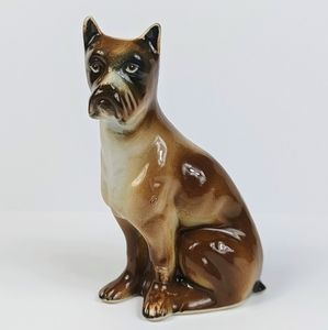 Vintage kitsch ceramic boxer dog figurine made in Brazil